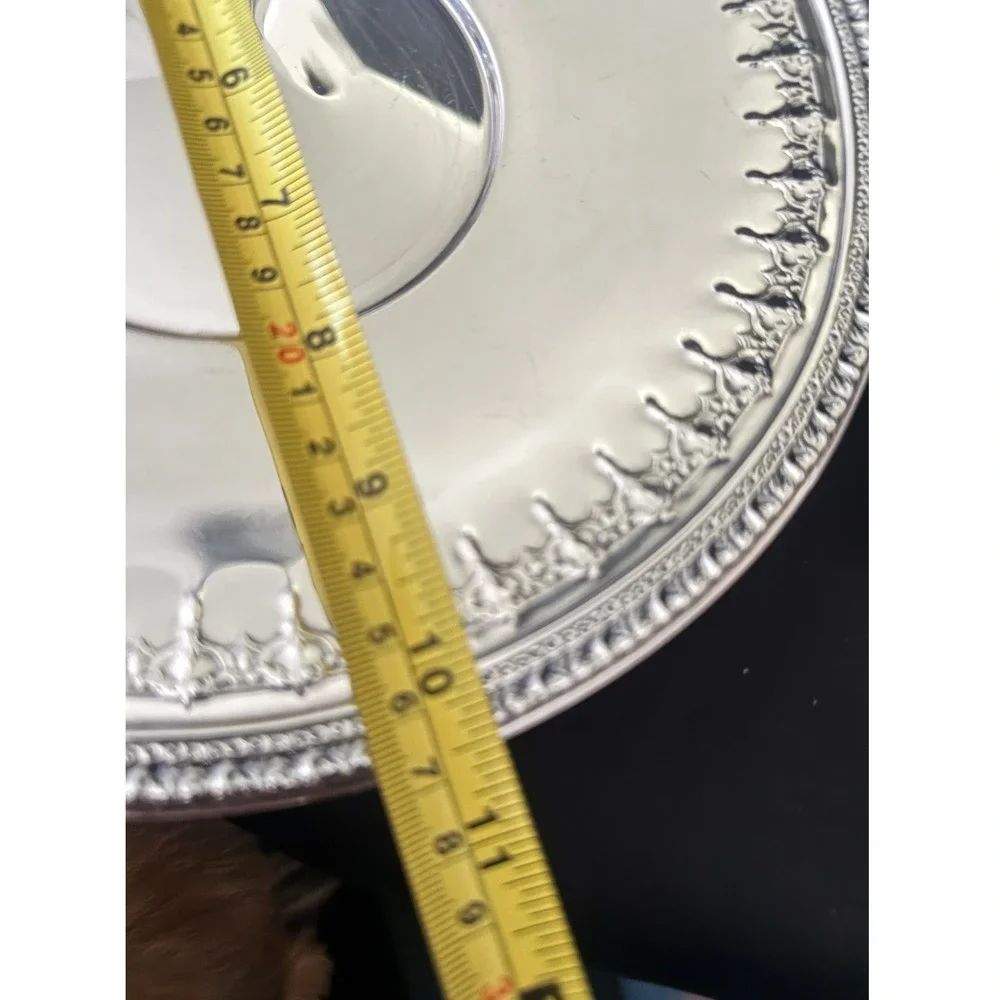 Reed & Barton 1287 Silver Plate Round Serving Tray Gadroon Scroll Border 12in